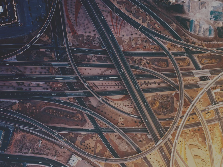 A road intersection from above